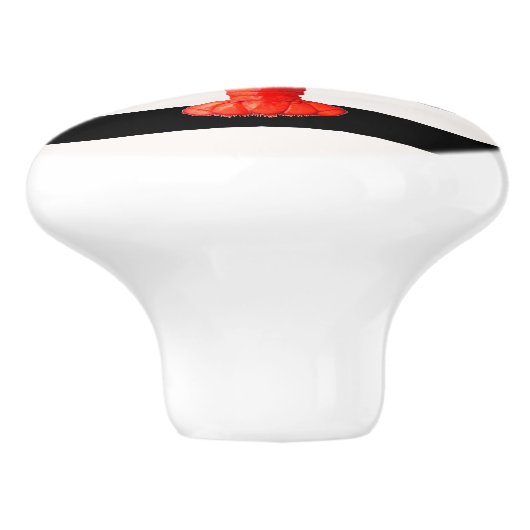 赤いロブスターオン白黒ストライプ航海の セラミックノブ (側面)