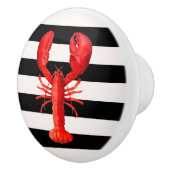 赤いロブスターオン白黒ストライプ航海の セラミックノブ (右)