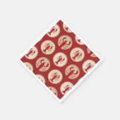 赤いロブスターパターン – 航海の海シーフード スタンダードカクテルナプキン (角)