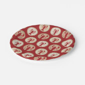 赤いロブスターパターン – 航海の海シーフード ペーパープレート (アングル)