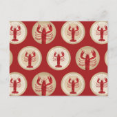 赤いロブスターパターン – 航海の海シーフード ポストカード (正面)