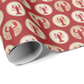 赤いロブスターパターン – 航海の海シーフード ラッピングペーパー (ロールコーナー)