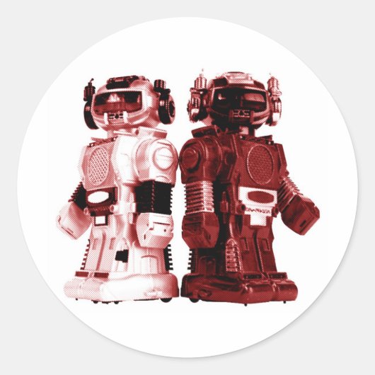 赤いロボットシール ラウンドシール (正面)