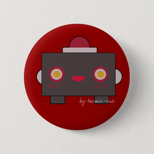 赤いロボット 缶バッジ (正面)
