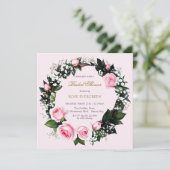 赤いロマンス：ピンクのバラとベビーの息を吸う 招待状 (スタンド正面)