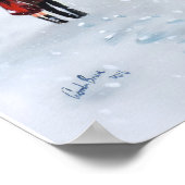 赤いロマンチックなカップル雪のロンドンの女性 ポスター (角)