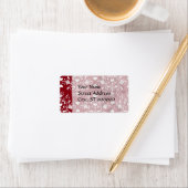 赤いロマンチックな愛のダマスクの白いハート ラベル (インサイチュ)