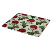 赤いロングステムバラパターンミントグリーンバックグラウンド カッティングボード (角)