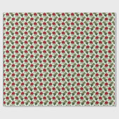 赤いロングステムバラパターンミントグリーンバックグラウンド ラッピングペーパー (フラット)