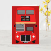 赤いロンドンの二重デッカーバス誕生日を個人化して下さい カード (黄色い花)