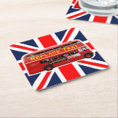 赤いロンドンの二重デッカーバス スクエアペーパーコースター (アングル)