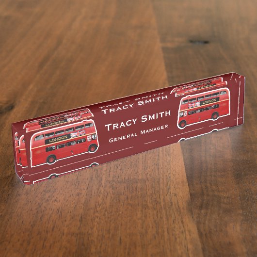 赤いロンドンの二重デッカーバス デスクネームプレート (側面)