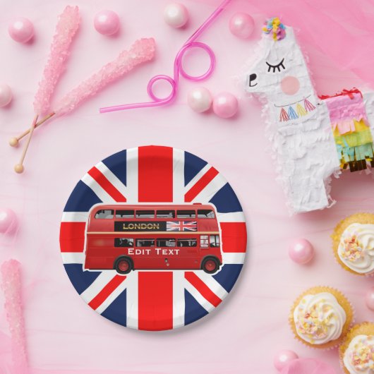 赤いロンドンの二重デッカーバス ペーパープレート (パーティー)
