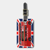 赤いロンドンの二重デッカーバス ラゲッジタグ (正面縦)