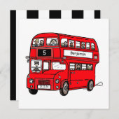 赤いロンドンバス 誕生日招待状 招待状 (正面/裏面)