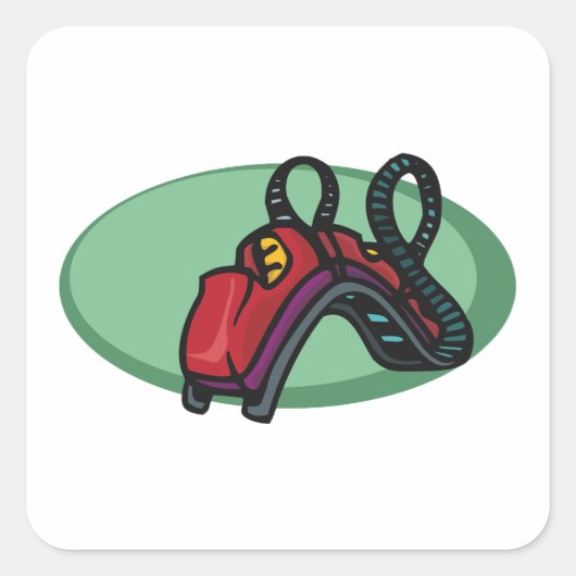 赤いローカラフルラーコースター乗り スクエアシール (正面)