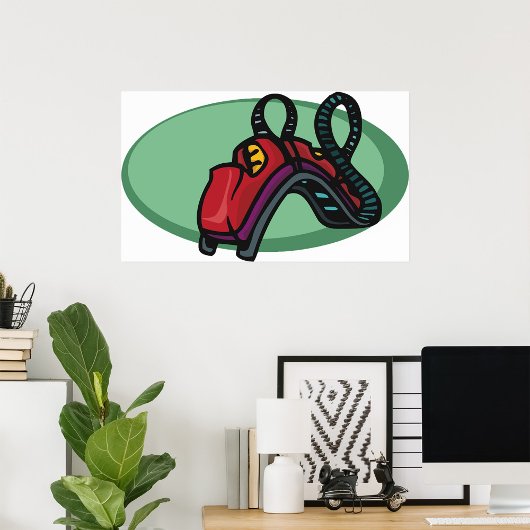 赤いローカラフルラーコースター乗り ポスター