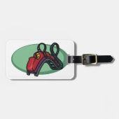 赤いローカラフルラーコースター乗り ラゲッジタグ (正面横)