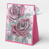 赤いローズウォーターカラーとインクパーティーケーキお願い箱 フェイバーボックス (裏面サイド)