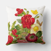 赤いローズウォーターカラートレンド&イエローバタフライ クッション (裏面)