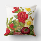 赤いローズウォーターカラートレンド&イエローバタフライ クッション (正面)