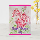 赤いローズウォーターカラーフラワーフローラマザーズ日カード カード (黄色い花)