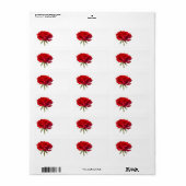 赤いローズオンホワイトカスタマイズ-バラテンプレート ラベル (フルシート)