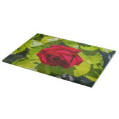 赤いローズガラス カッティングボード (角)