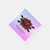 赤いローズゴシックの名前の日付パープル結婚のナプキン スタンダードカクテルナプキン (角)