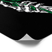 赤いローズハロウィーンの衣装を持つスケルトンの手 ポスター (角)