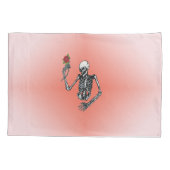 赤いローズピンクを保持するゴシック体の半骨格 枕カバー (裏面-左)