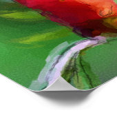 赤いローズブドフラワーウォーターカラーフォト絵画ズ ポスター (角)