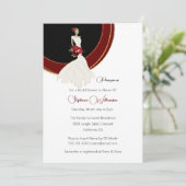 赤いローズブライド金ゴールドアクセントブライダルシャワー 招待状 (スタンド正面)