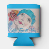 赤いローズベレットを持つ女の子があなたに忠実になるクーラーボックス 缶クーラー (裏面)