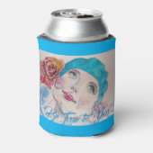 赤いローズベレットを持つ女の子があなたに忠実になるクーラーボックス 缶クーラー (缶裏面)