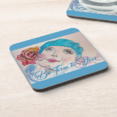 赤いローズベレットウォーターカラーの少女 コースター (左側)