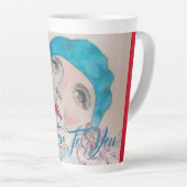 赤いローズベレーの水色の女の子があなたに忠実である カフェラテマグ (右アングル)