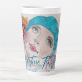 赤いローズベレーの水色の女の子があなたに忠実である カフェラテマグ (正面)