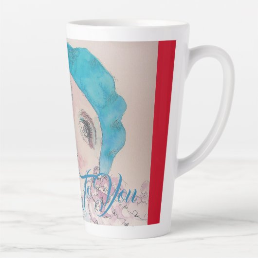 赤いローズベレーの水色の女の子があなたに忠実である カフェラテマグ (右)