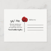 赤いローズホワイト（任意の色） Glam日付を保存 案内ポストカード (裏面)