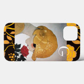 赤いローズモノグラムを持つ女性 Case-Mate iPhoneケース (裏面 (横))