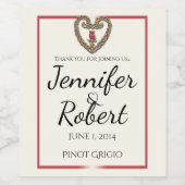 赤いローズワインラベル付きケルトハート ワインラベル (シングルラベル)