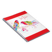 赤いローゼラパロットウォーター絵画カラーズノート ノートブック (右側)