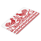 赤いローターのクロスステッチのパターロシアのン マグネット (左側)