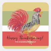 赤いローターウォーターカラーのイラスト スクエアシール (正面)