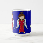 赤いローブとのかわいいクリスマスの天使 コーヒーマグカップ (中央)
