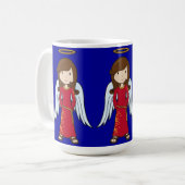 赤いローブとのかわいいクリスマスの天使 コーヒーマグカップ (正面左)