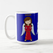 赤いローブとのかわいいクリスマスの天使 コーヒーマグカップ (左)