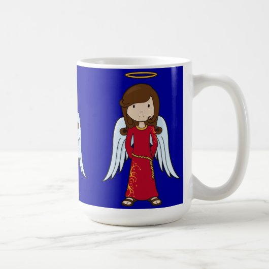赤いローブとのかわいいクリスマスの天使 コーヒーマグカップ (右)