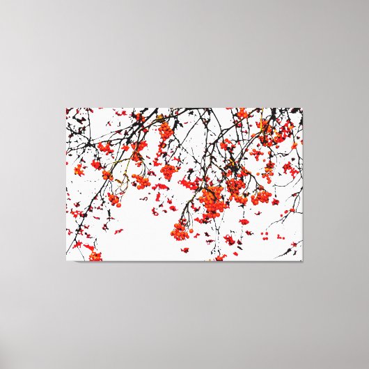 赤いローワン果実又はアッシュベリー キャンバスプリント (正面)